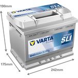 D43 Varta Dynamic SLI Car Battery 12V 60Ah (560127054) (078)